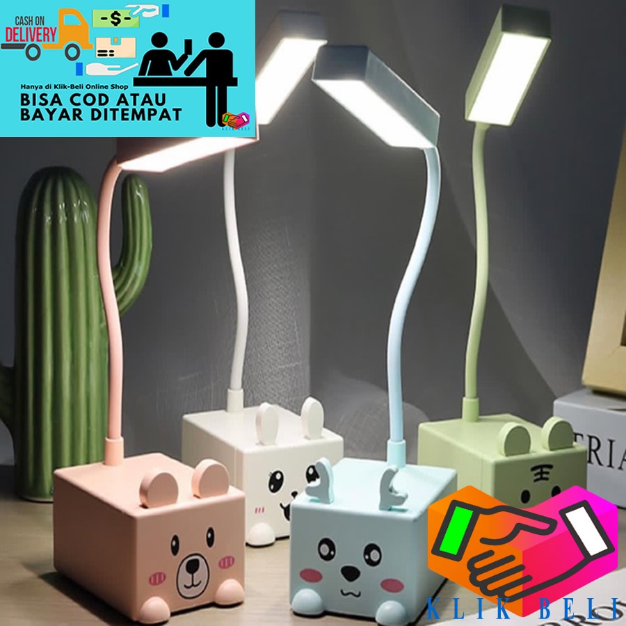 Lampu Meja Belajar Kotak Rechargeable Portable LED Karakter Desk Lamp