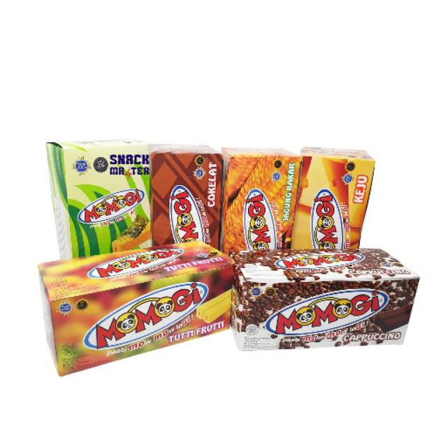 

Momogi Stick Roll 20pcs x 6gr/Coklat/Jagung Bakar/Keju/Cappucino/Tuti Frutti