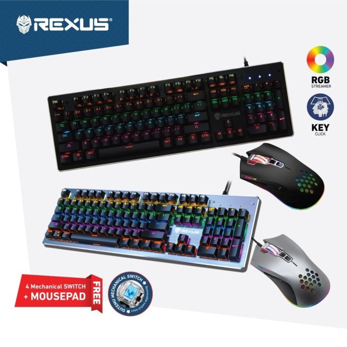 Keyboard Mouse gaming rexus mechanical Warfaction VR5 Combo mouse pad