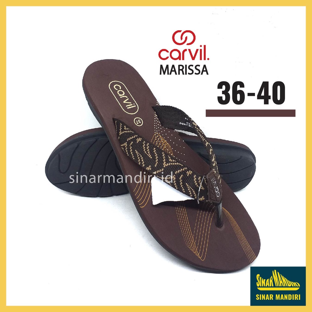 Sandal Jepit Carvil Marissa 36-40 Wanita Cewek Remaja Dewasa Merah Coklat Original Empuk Realpict Aw