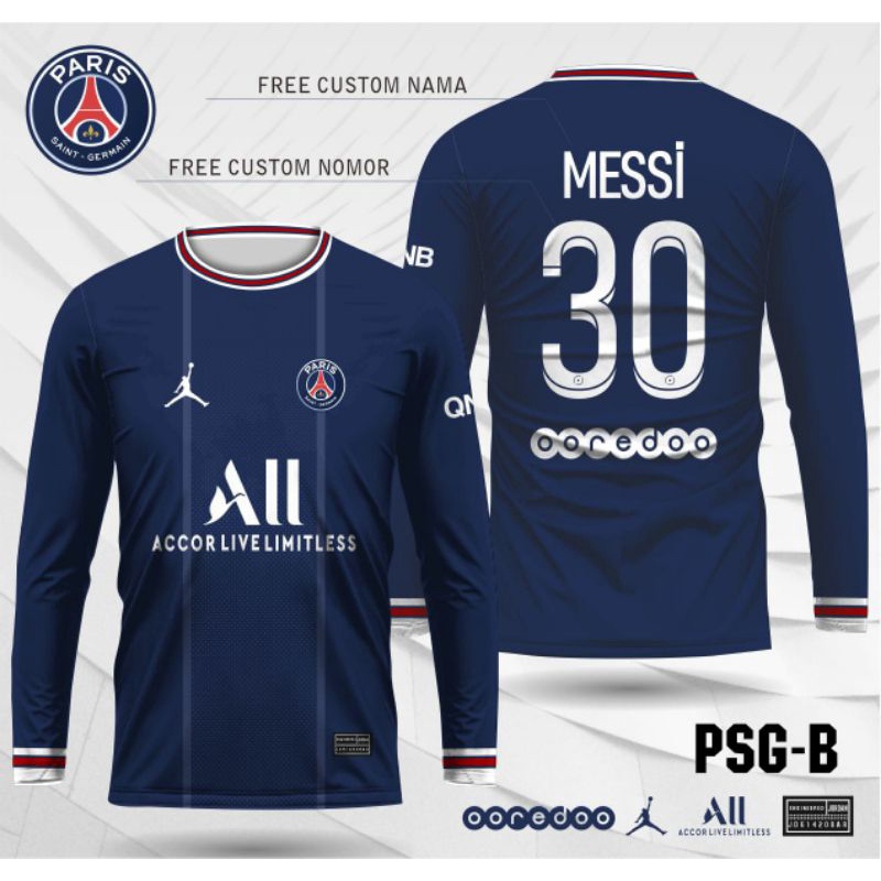 Jersey PSG Baju/Kaos bola MESSI Lengan Panjang Football Club