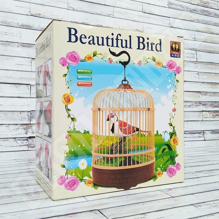Mainan Beautiful Bird pajangan dekorasi aksesoris burung sangkar bulat Ukuran Besar sensor suara