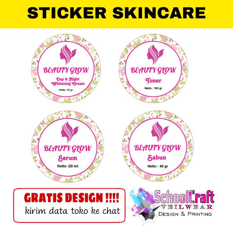 

SS (ISI 100 PCS) STICKER SKINCARE FLOWER MURAH