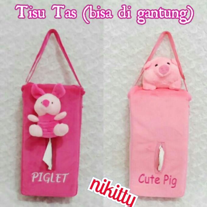 Premium Product Tempat Tissue / Tisu / Tas Gantung Fanta Piglet / Pink Cute Pig - Paling Diminati