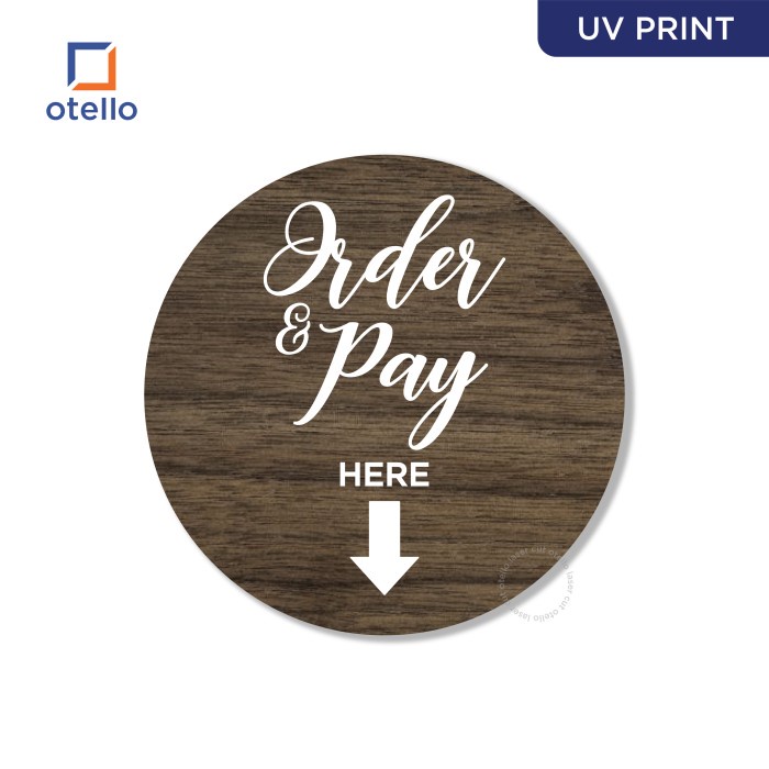 

Signage Order and Pay Here Sign Board Label Tempel Toko Restoran Cafe