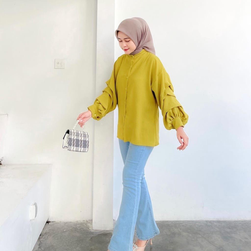 BEFAST - ZEC OOTD Blouse SENIRA / Devana Blouse CRINCLE / Blouse Crincle Model Terbaru / Atasan Wanita Lengan Panjang / Pakaian Kerja / Blouse Polos Formal / Fashion Wanita Remaja Casual / Blouse Modis / Termurah