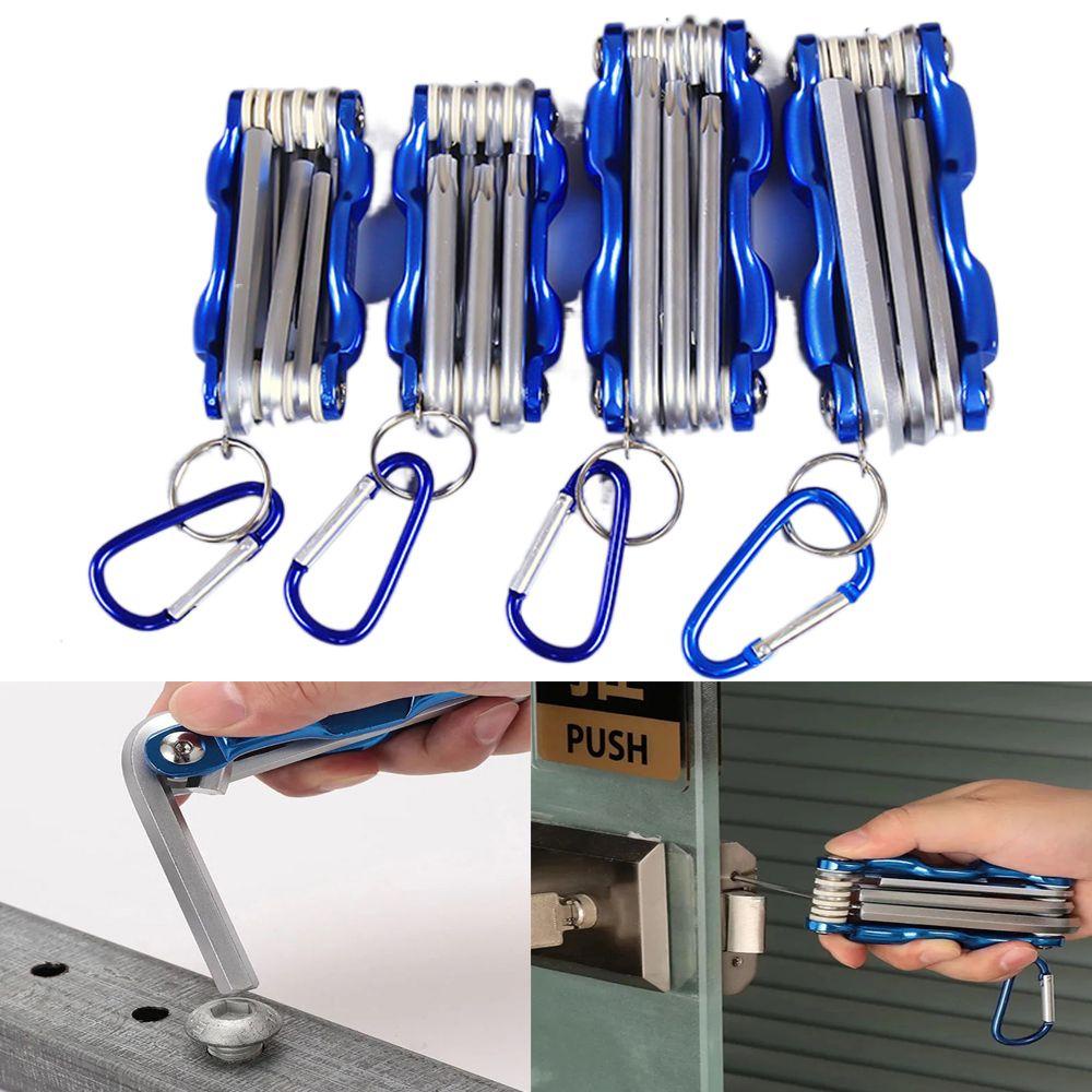 TOP Kunci Sok Allen Lipat Portable Alat Perbaikan Serbaguna Hex Key Wrenches Hand Tool Hexagonal Torx Wrench