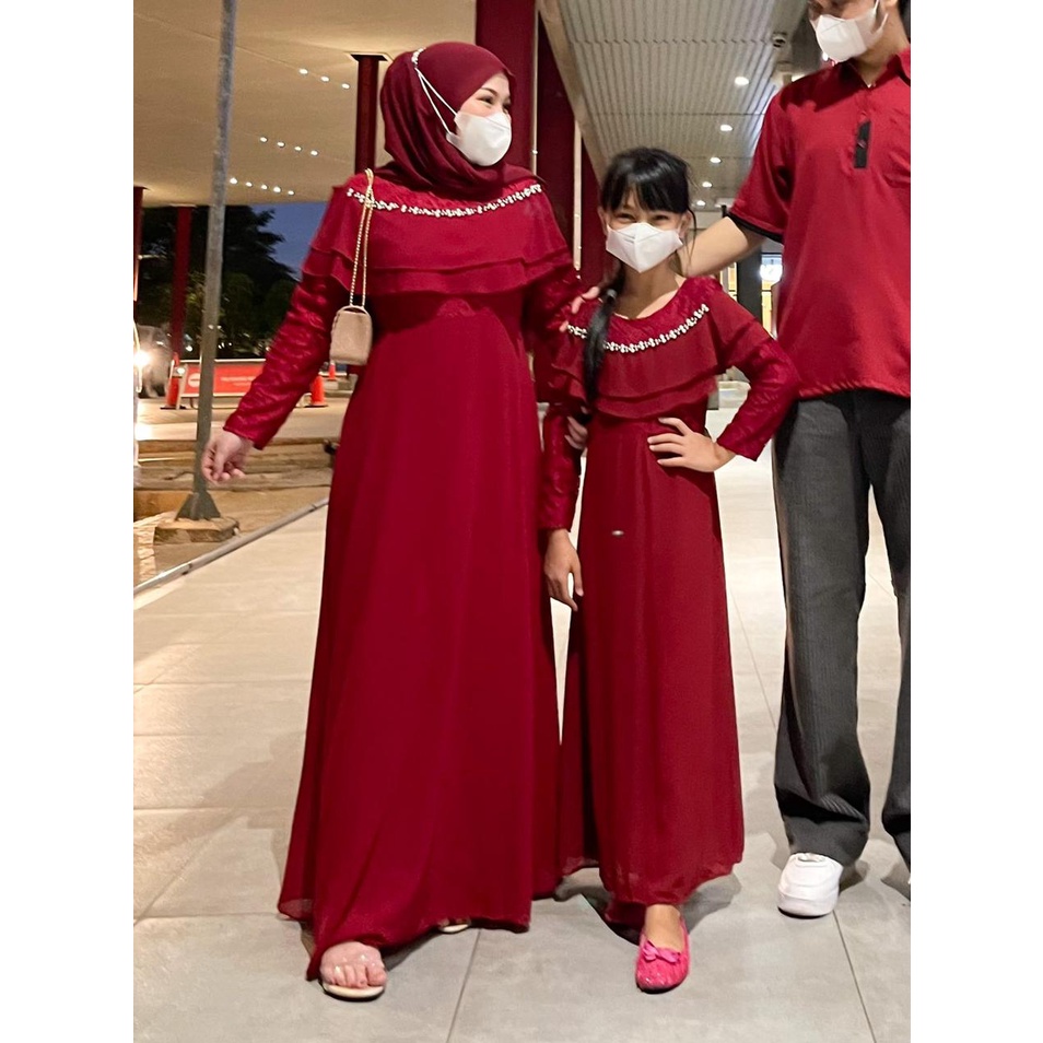 COUPLE 072# Maxi Dress muslim / dress couple ibu dan ank / Dress pesta couple