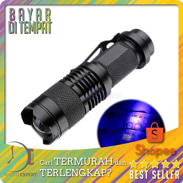 PROMO Senter LED 395nm UV + Baterai + Charger + Box