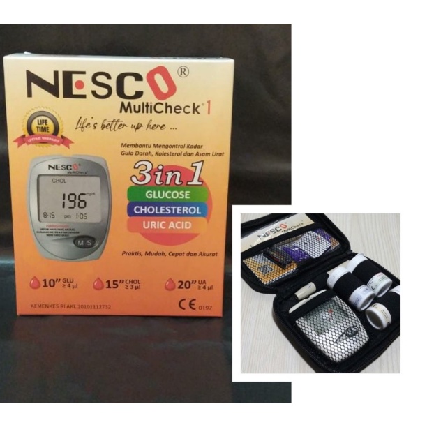 NESCO Multicheck Alat Cek Gula Darah Kolestrol Asam Urat GCU 3 in 1 Tes Dan Pemeriksaan Darah 3in1