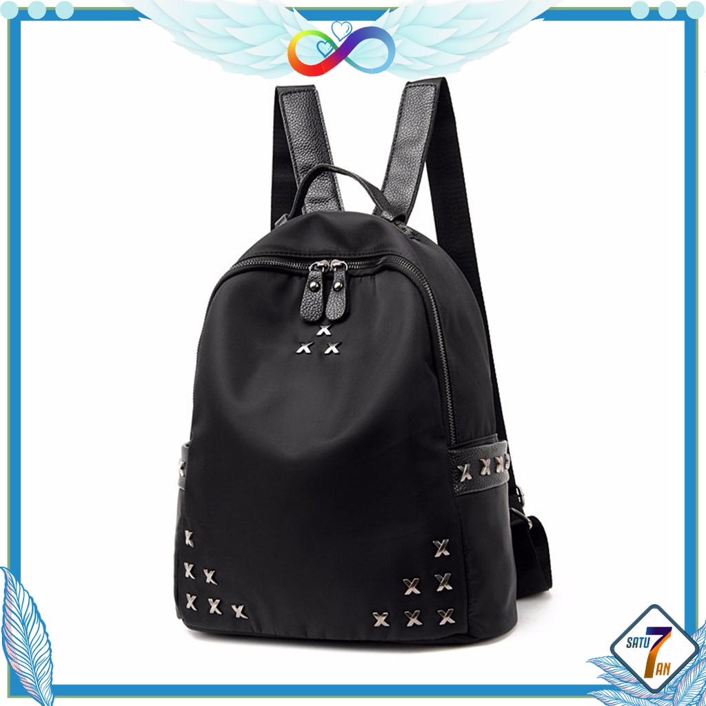 Satu7an T243 Tas Ransel Wanita Fashion Style Tas Punggung Cewek Sekolah Kuliah Women Backpack Nilon + Polyester