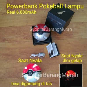 power bank poke ball pokemon lampu senter 6000mAh HM0002