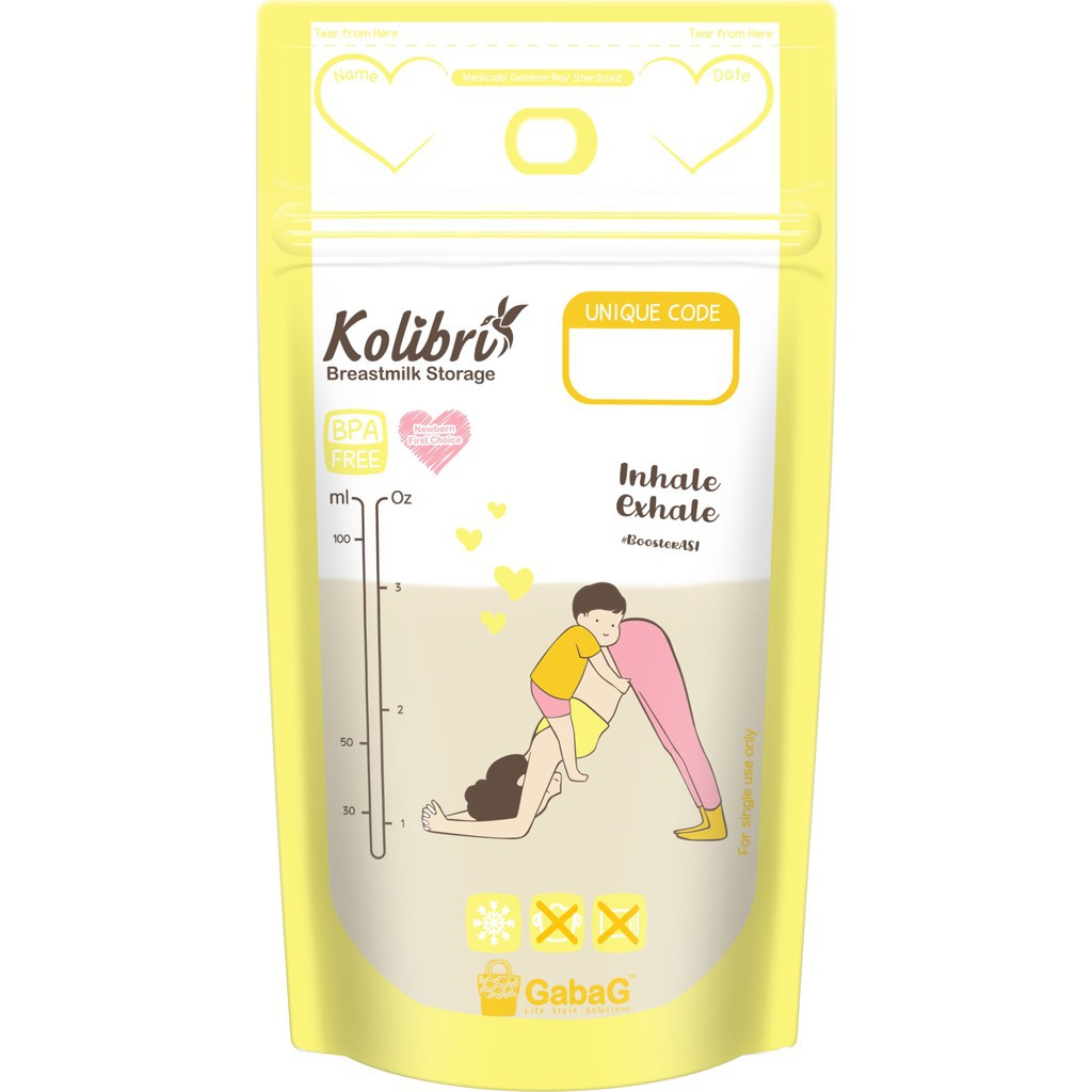 Gabag Kolibri Breast Milk Storage WFH(Work From Heart) 100ml Kantong ASI