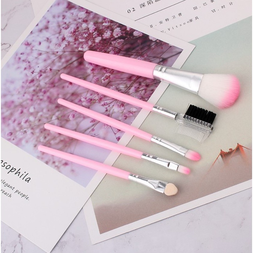 PA Termurah 5pcs/set Kuas Make Up Brush Kuas Makeup Eyebrow Brush Blush on Brush Eyeshadow Brush Sponge AK011