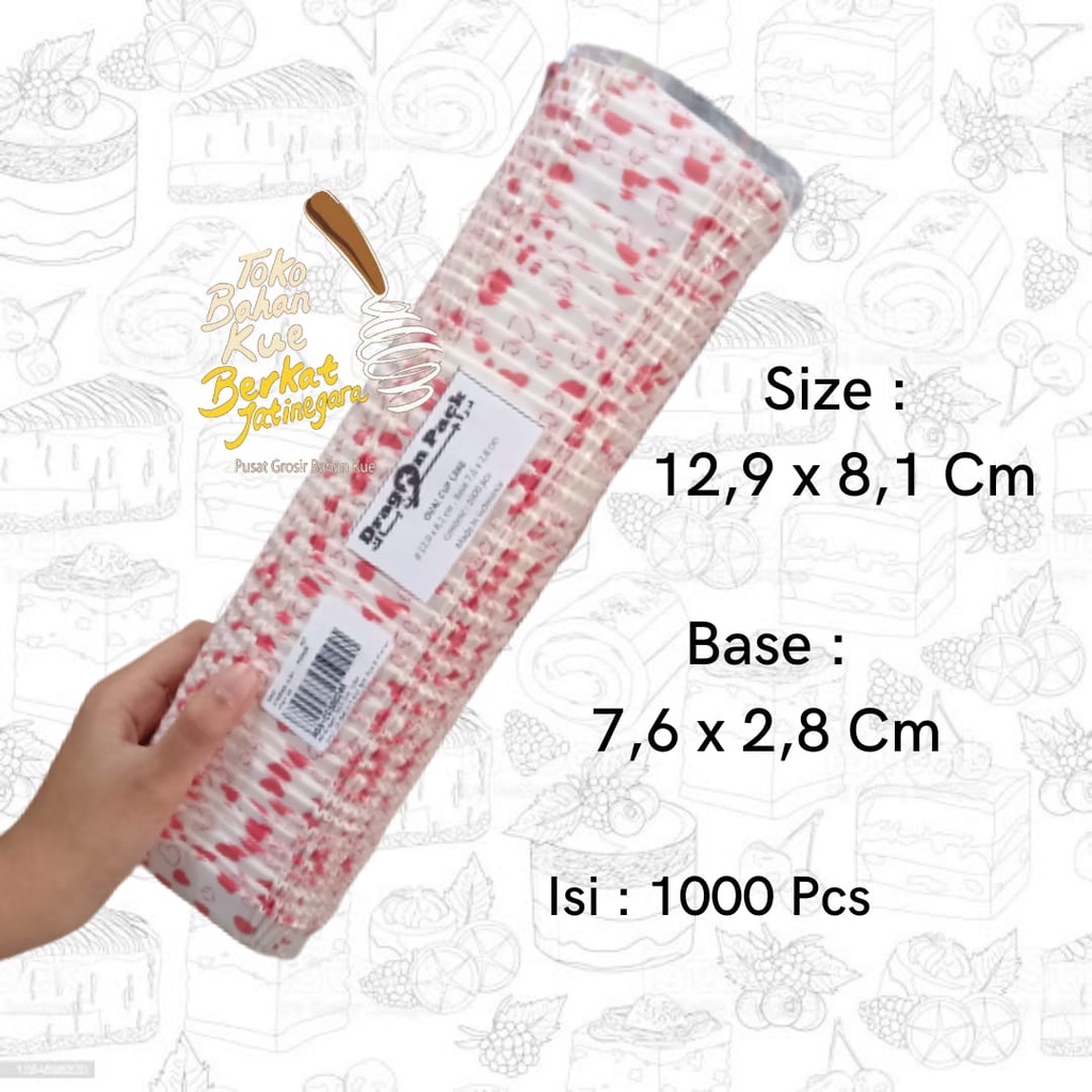 KERTAS BOLU KUKUS OVAL 129 MM 1000 LEMBAR RISOLE RISOL CAKE CASE CUP / DRAGON PACK