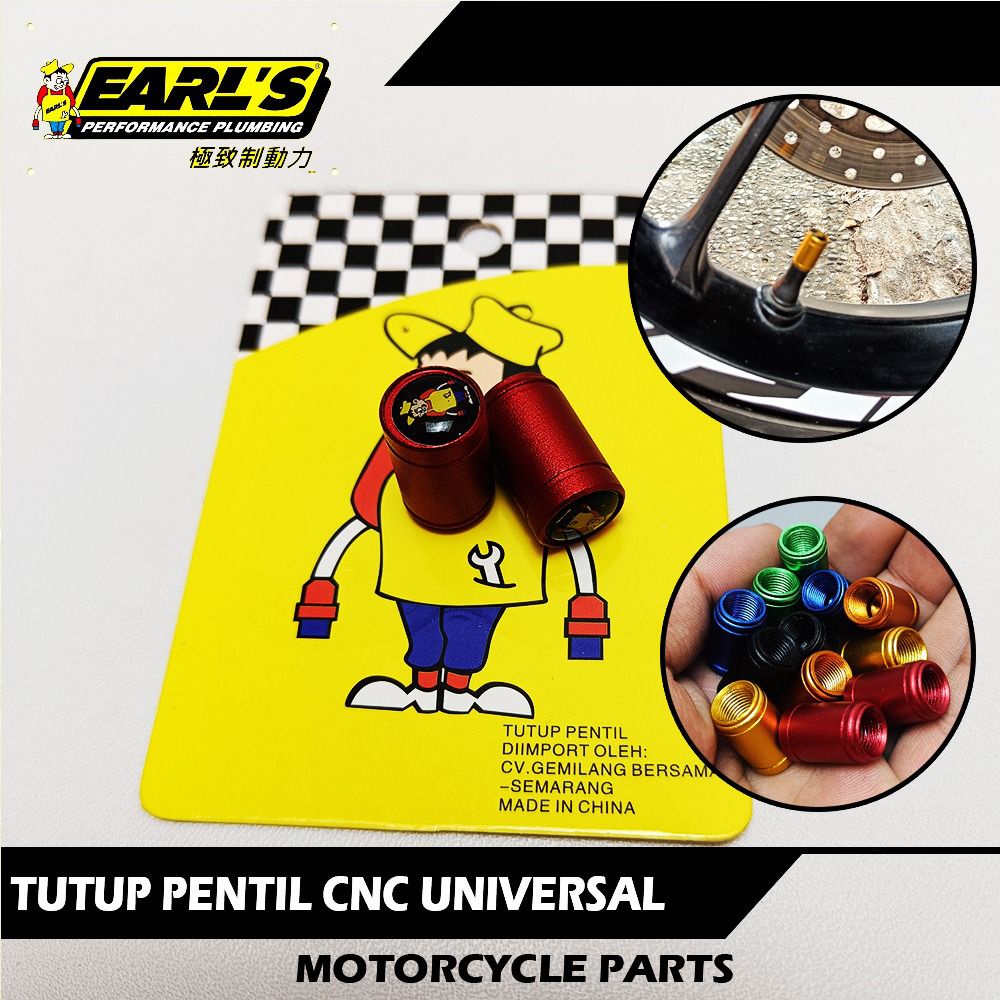 tutup pentil  warna polos earles universal motor, bebek, sport dan metic