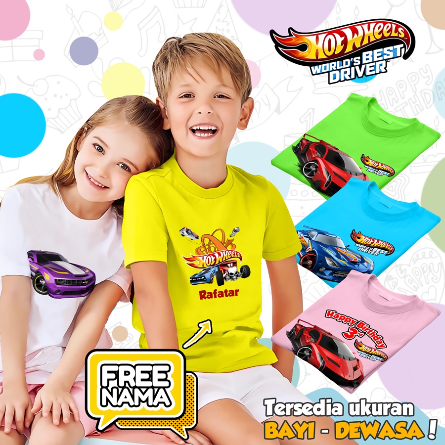 [FREE NAMA!!] Baju Kaos ANAK DAN DEWASA HOTWHEELS HOT WHEELS BANYAK MOTIF