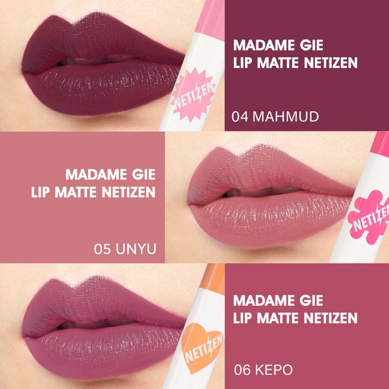 COD Madame Gie Lip Matte - Make Up Lipstick | Lip Cream warna pigmanted Tahan 12 jam LIPSTIK