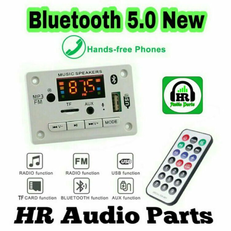 Kit Modul Mp3 Player Bluetooth 5.0 Digital Led Display 5V 12V - Putih