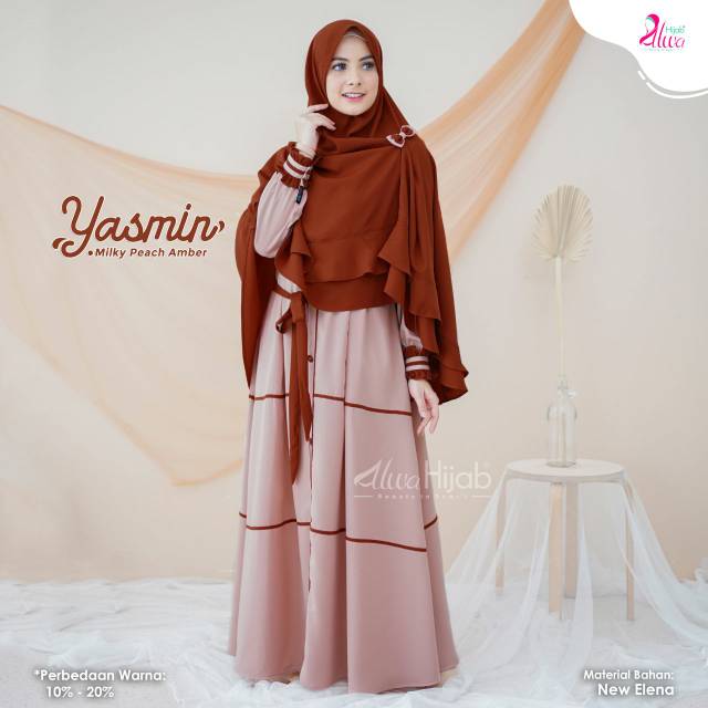GAMIS SET YASMIN BY ALWA HIJAB Gamis Set Syari Khimar Syari Pet Antem