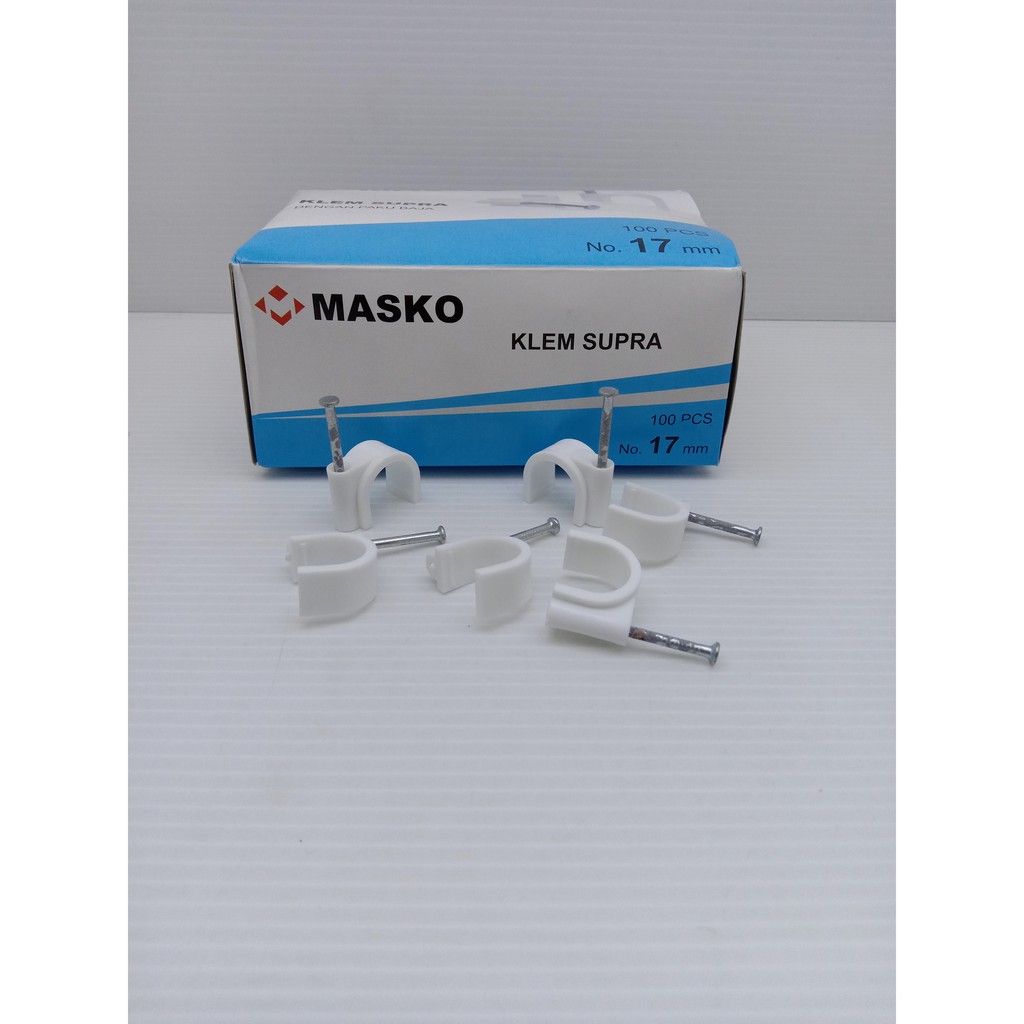 MASKO Klem Kabel No 17mm / Klem Paku Beton 17mm SUPRA KOTAK isi 100pcs