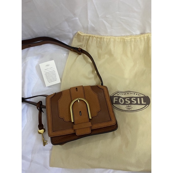 Fossil Wiley Crossbody Leather Caramel Colorblock