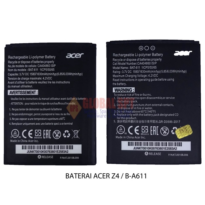 BATERAI ACER Z4 / BATERE B-A611 / BATRE