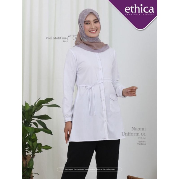 ETHICA - NAOMI UNIFORM 01 WHITE, ATASAN WANITA PUTIH TUNIK
