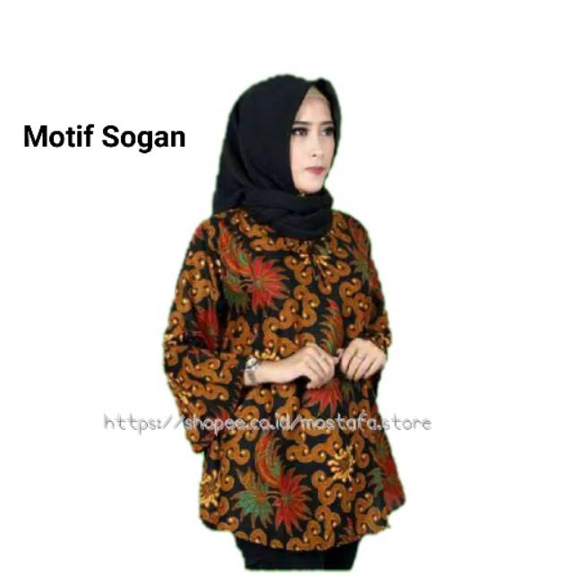 Blouse Batik Motif Sogan Couple Atasan Baju Batik Modern Wanita Yang Lagi Hits Lengan Terompet