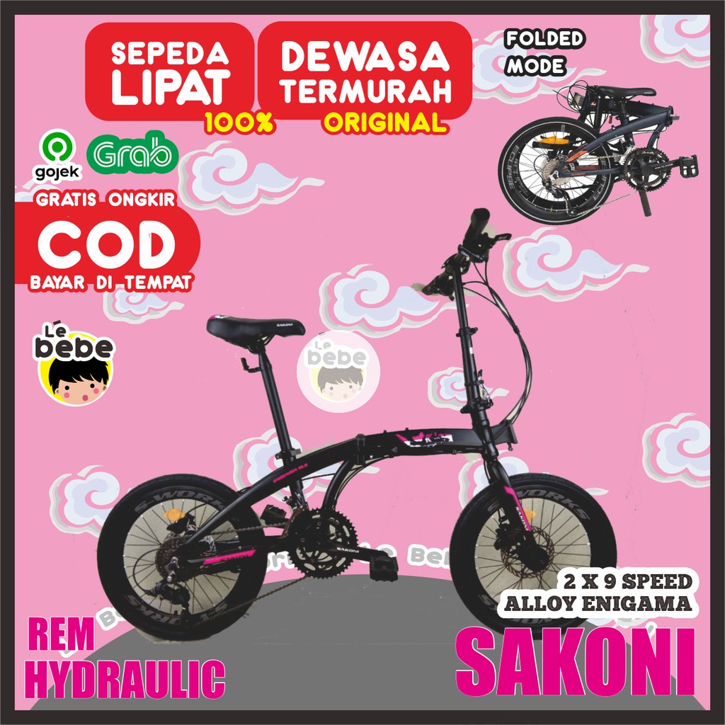 Sepeda Lipat Folding Bike SAKONI ENIGAMA 2x9 Speed Sepeda Gunung Road Bike Sepeda Artis Sepeda Impor