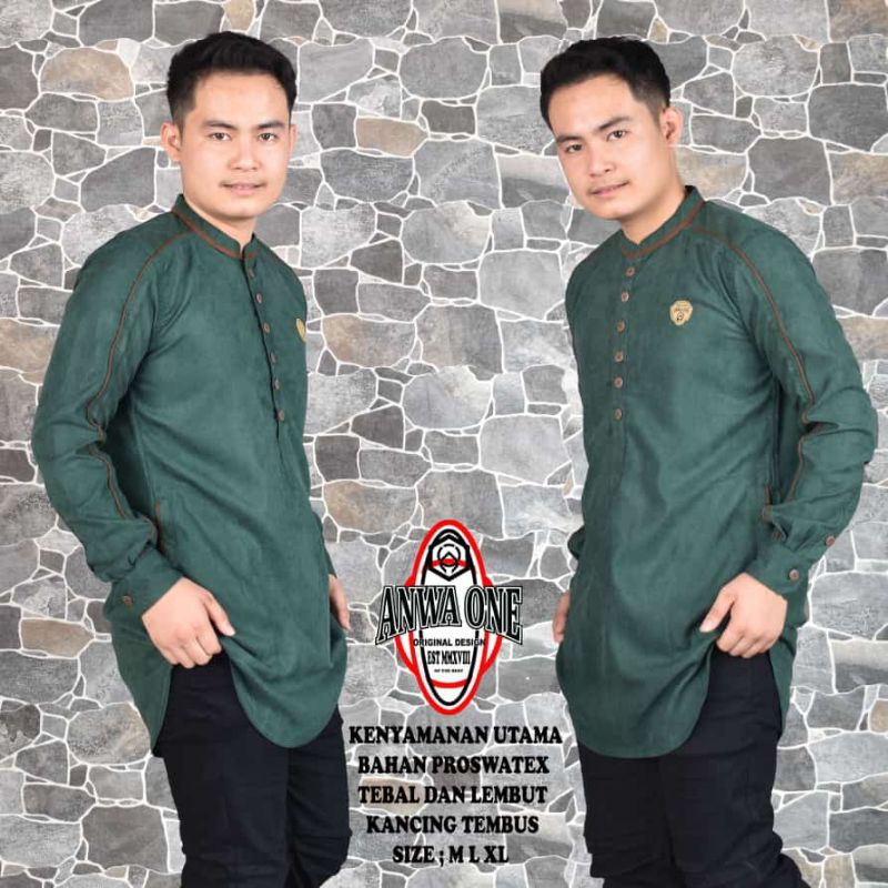 BAJU MUSLIM PRIA LENGAN PANJANG-QURTA PAKISTAAN TERLARIS - KOKO TANGAN PANJANG ORI FOUR ONE ANWA ONE