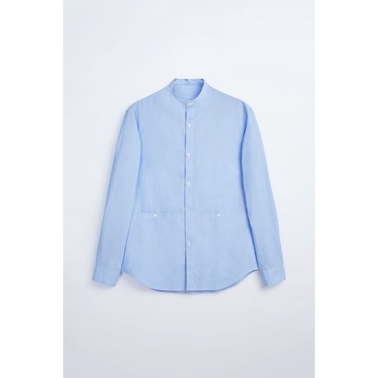 Zara Man Combined Contrasting Multi-Striped Shirt with Pocket