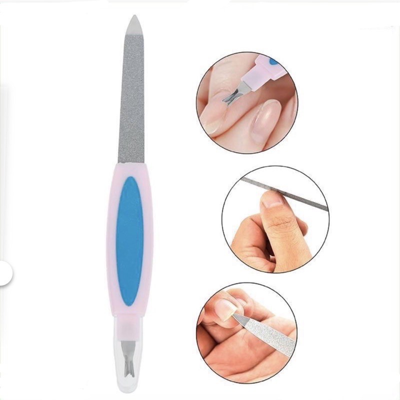 kikir 2 sisi lidah ular kikir nail file stainless steel manicure fork buffer nail art