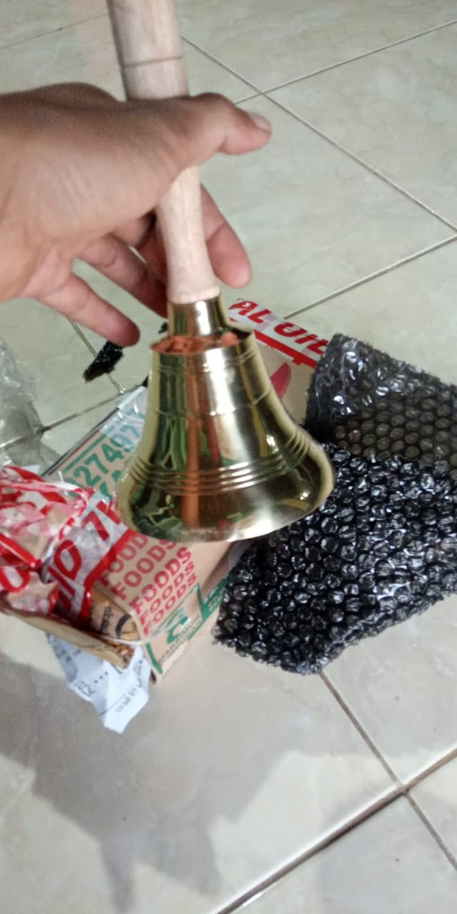 Promo Murah Bel Lonceng Kuningan Klinting Es Tangkai Kayu Besar