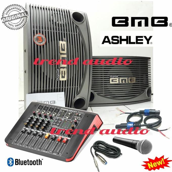 Paket Karaoke Rumahan Speaker BMB 8" Mixer ASHLEY Mixer
