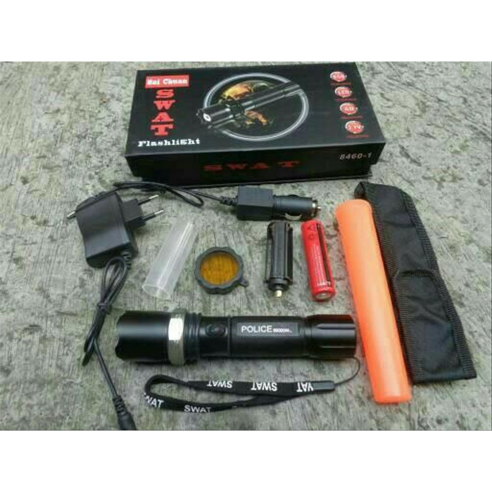 Jual Senter Police swat Zoom 99000 watt outdoor gunung terang swatt lampu terbaik