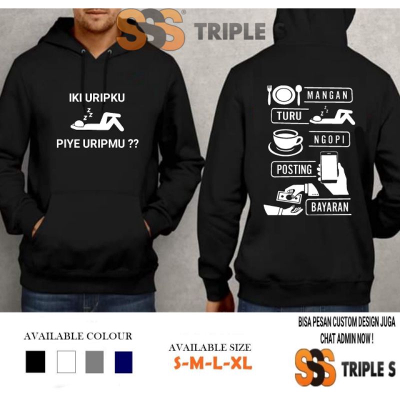 HOODIE JUMPER MANGAN TURU NGOPI POSTING BAYARAN IKI URIPKU PIYE URIPMU? KATA-KATA TUKANG NGOPI