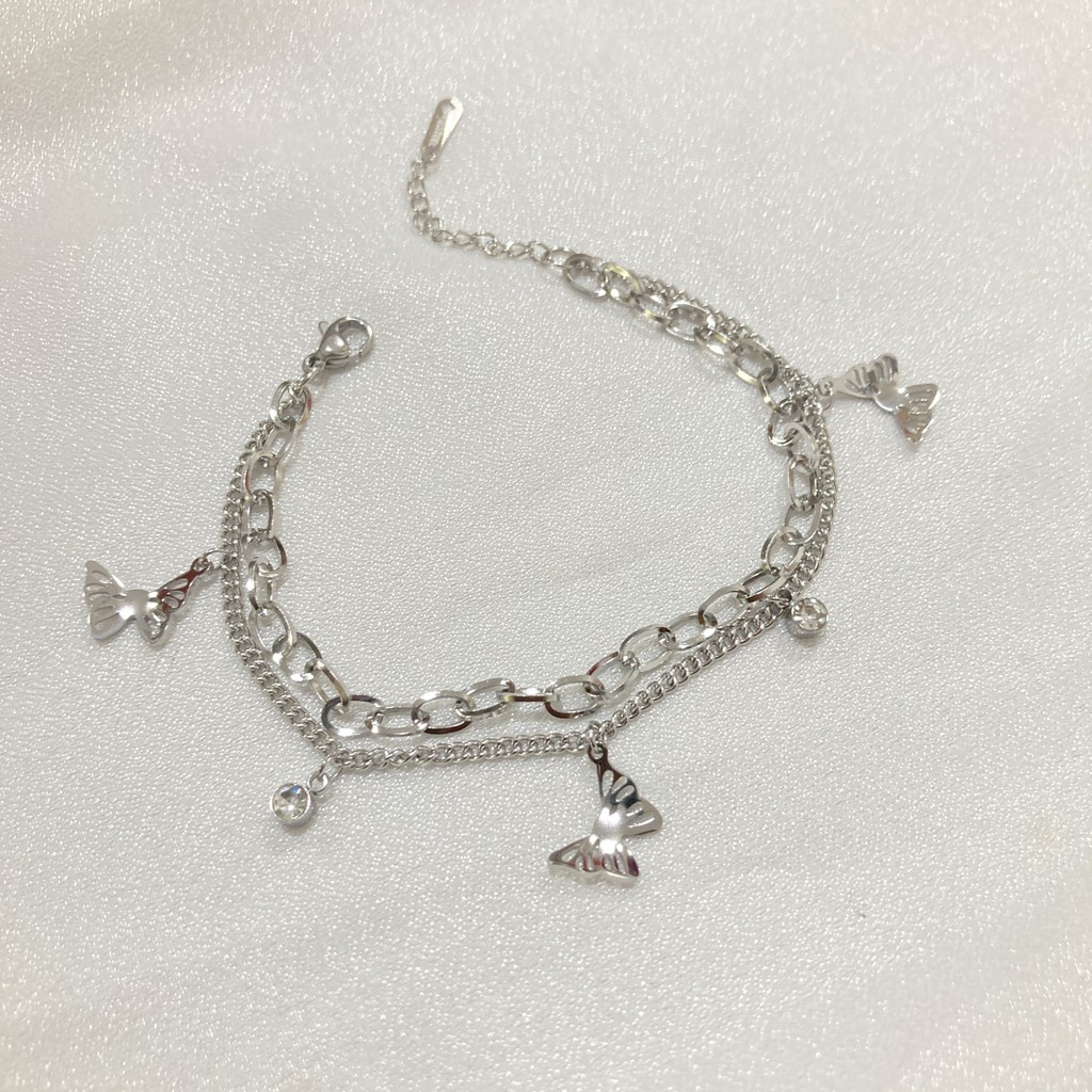 Gelang Tangan 2 Layer Titanium Silver Anti Karat Selamanya