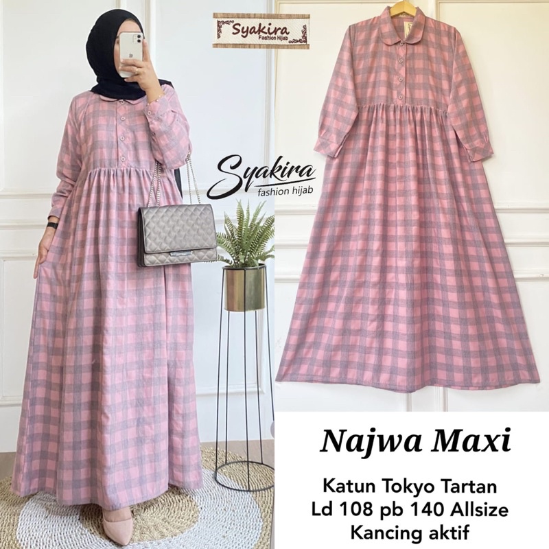 Gamis Maxy Kotak Kotak / NAJWA MAXY BY SYAKIRA HIJAB