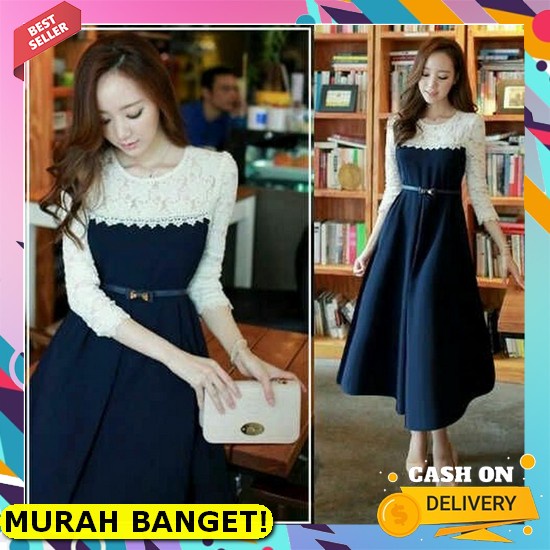 Dress Martha Brukat Corneli Premium Warna Ungu Lilac Gaun Pesta Brokat Kondangan Dress Natal Gereja 