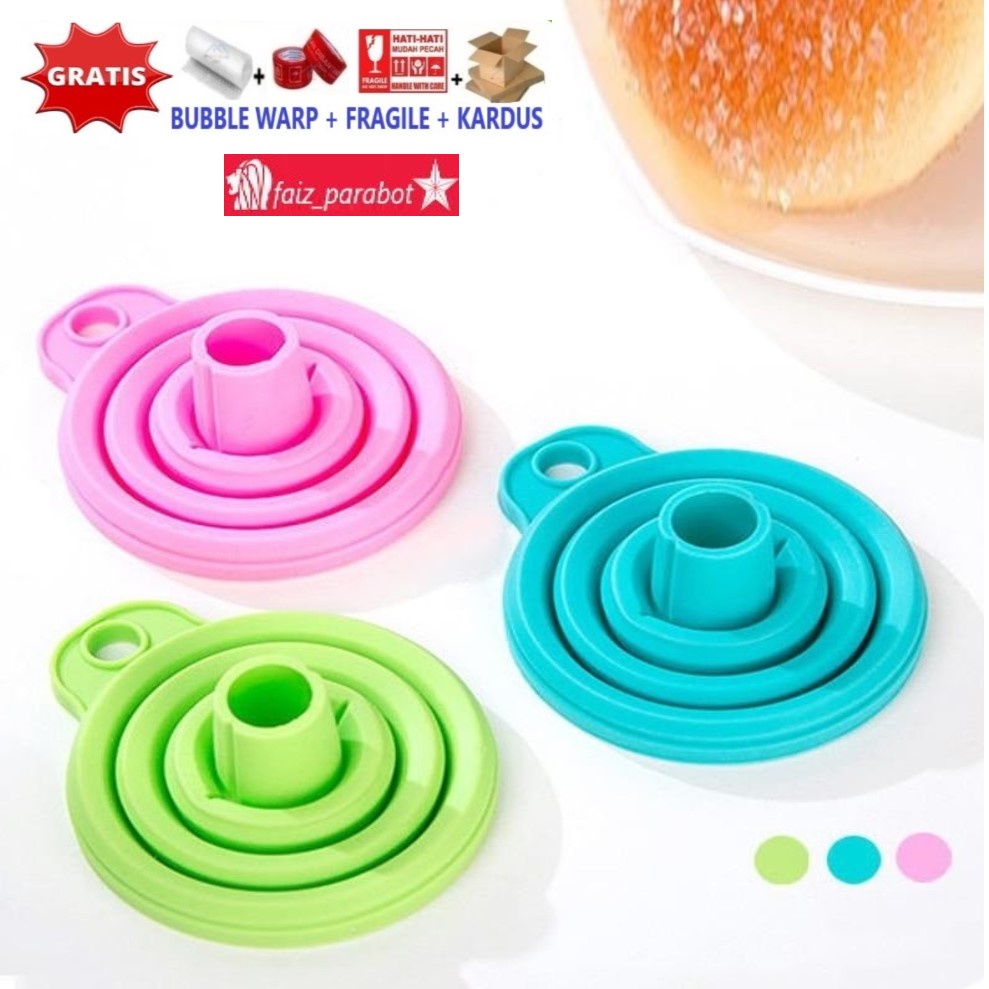 Corong Silikon Lipat Serbaguna Minyak Air Portable Dapur Silicone Mini