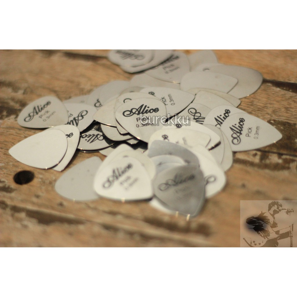 Pick Gitar Logam Besi Stainless Steel Metal Guitar Pick Alice Kuat
