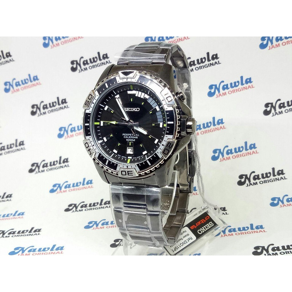 Seiko Perpetual SNQ115P1 Black Stainless - Jam Tangan Pria SNQ115