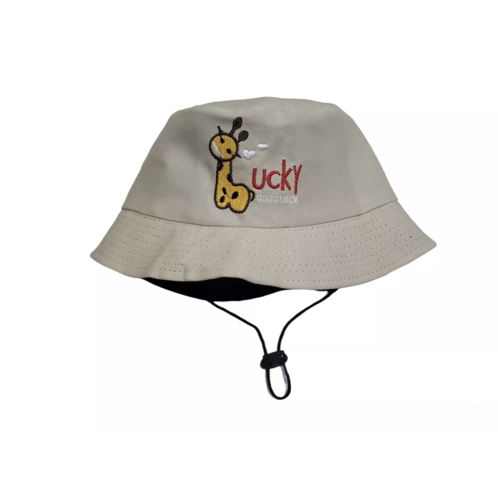 Topi Bucket Anak Bordir Jerapah Good Lucky / Bucket Anak