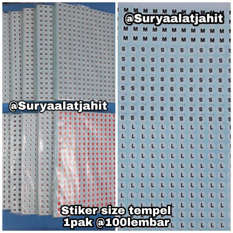 🅱️Sticker Size tempel HURUF, 1pak @100lbr =rp.47.500/+/-100lembar