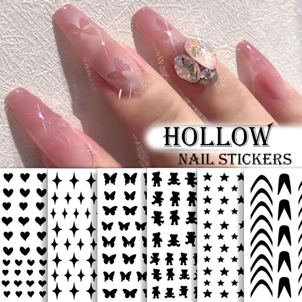 R-bunga Stiker Kuku Nail Art Dekorasi Desain French Smile DIY Manicure Template