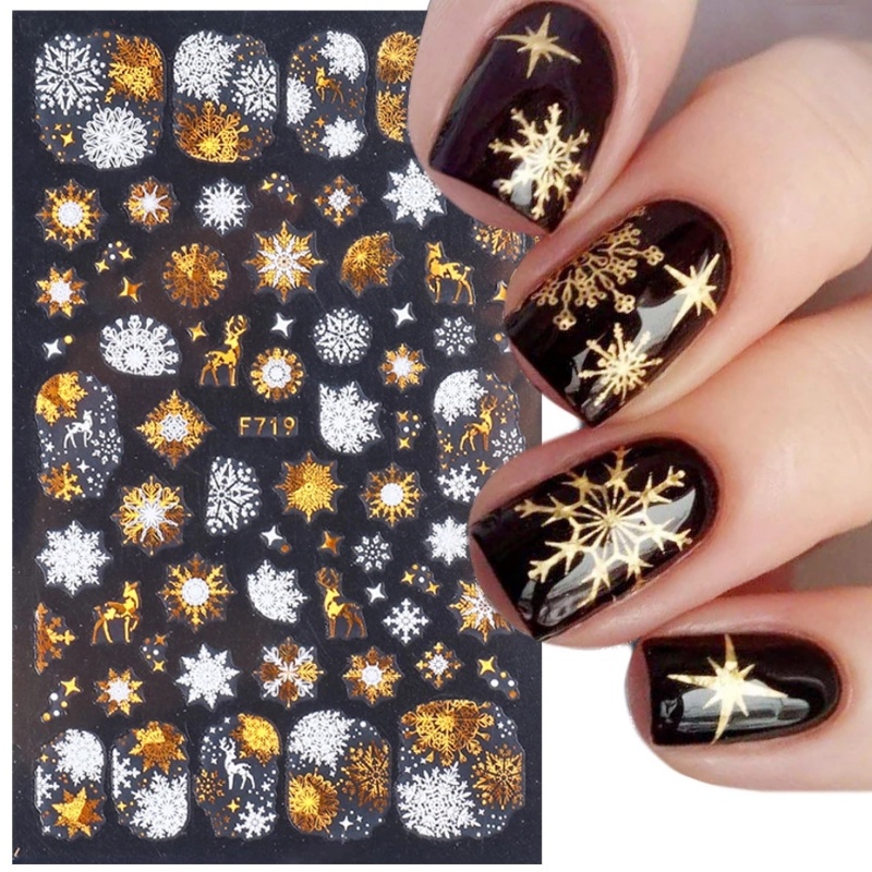 1 Lembar Stiker Kuku Desain Snowflake Geometris Warna-Warni Untuk Dekorasi Nail Art