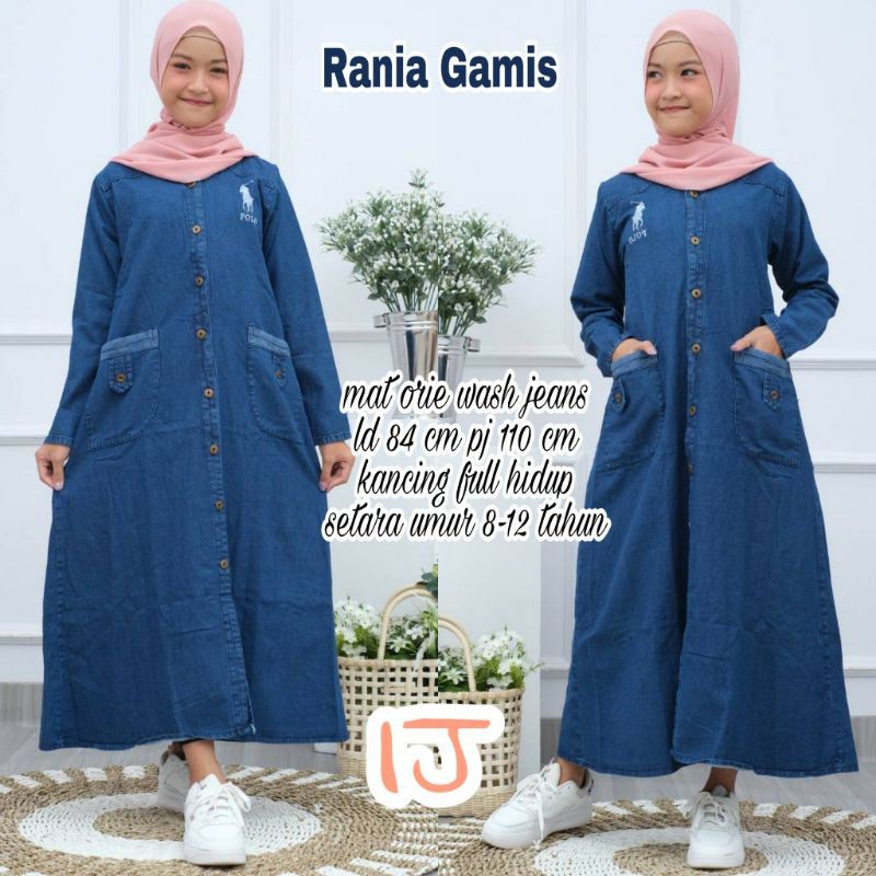 Gamis Jeans Anak Perempuan Tanggung Setara Umur 8-12 tahun PLO