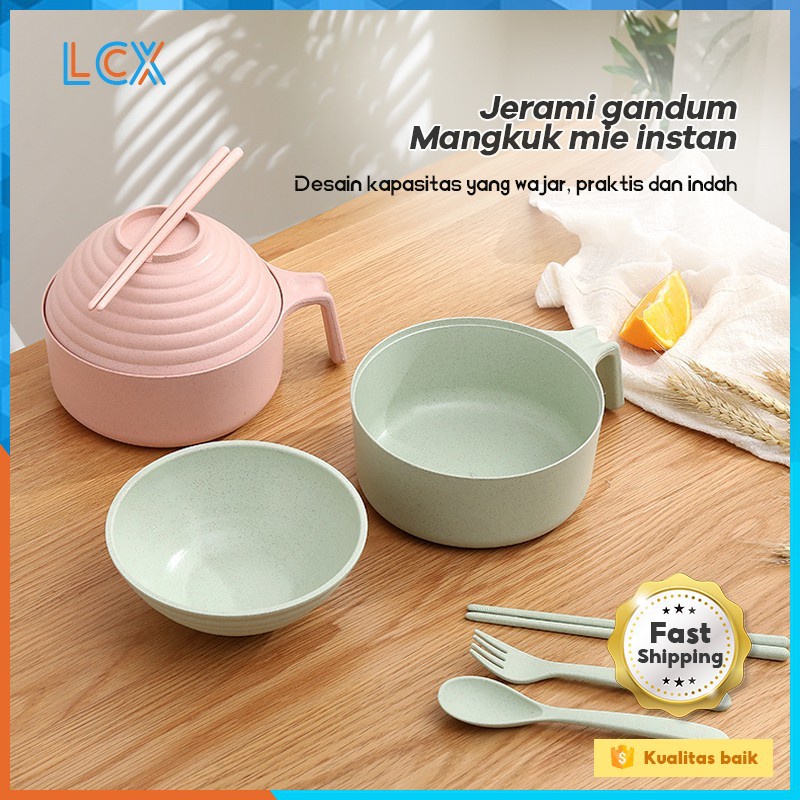 LCX Set Mangkok 6 in 1 Wheatstraw Bowl Mangkuk Plastik Microwave Mie Instan dan Sup Serbaguna