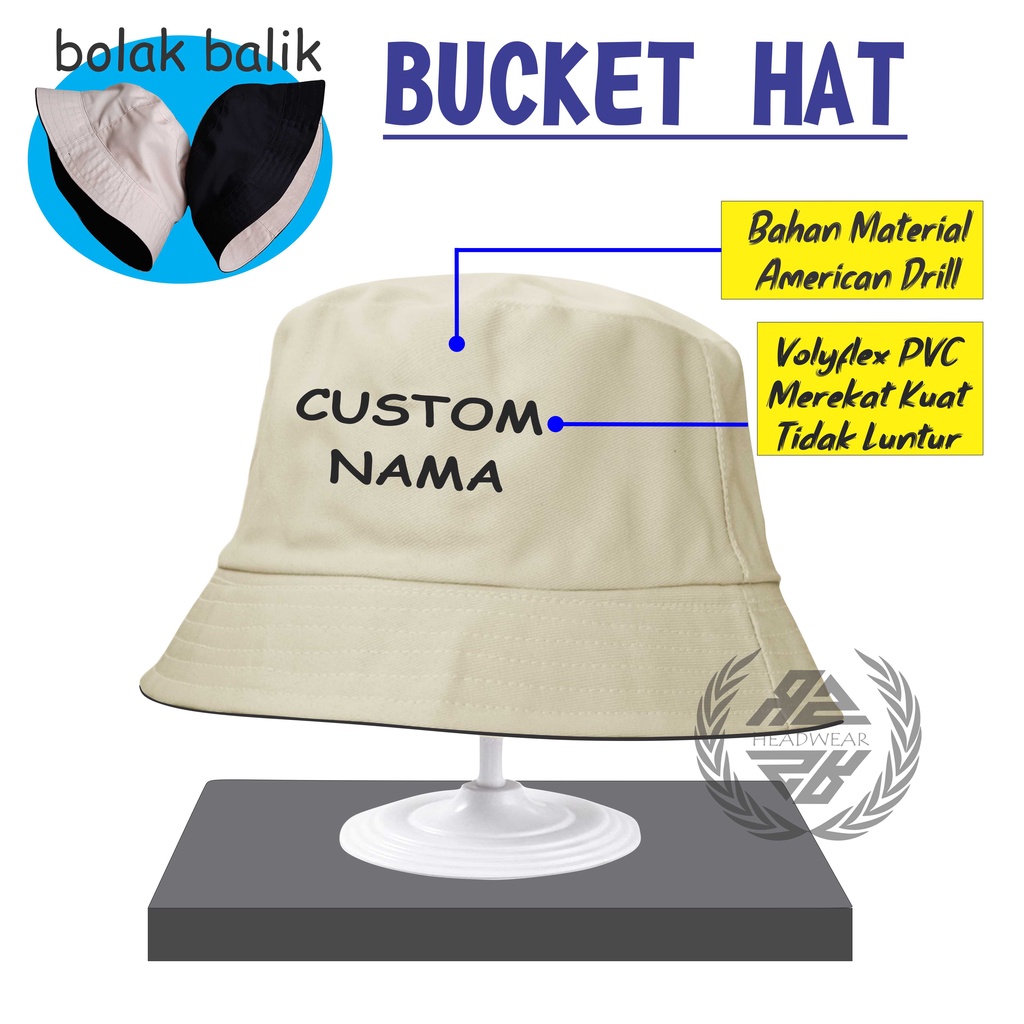 Bucket Hat Custom Nama Bucket Untuk Laki Perempuan Harga Murah